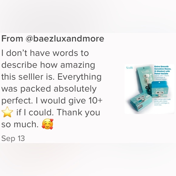 Gillette Venus Extra Smooth Sensitive Razor with Metal Handle + 10 Cartridges - Picture 8 of 9